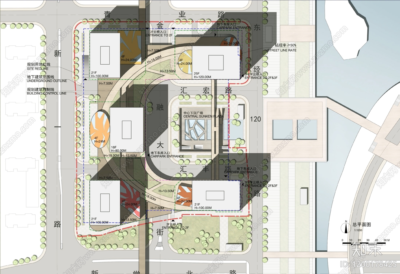 现代产业园建筑cad施工图下载【ID:1200178425】
