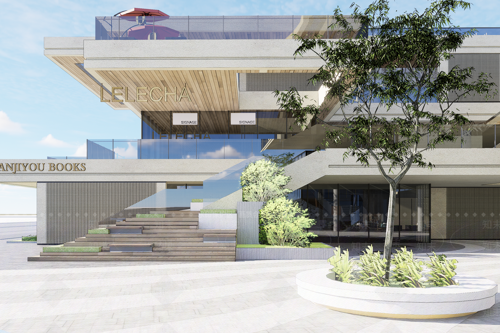现代商场建筑SU模型下载【ID:1200179341】