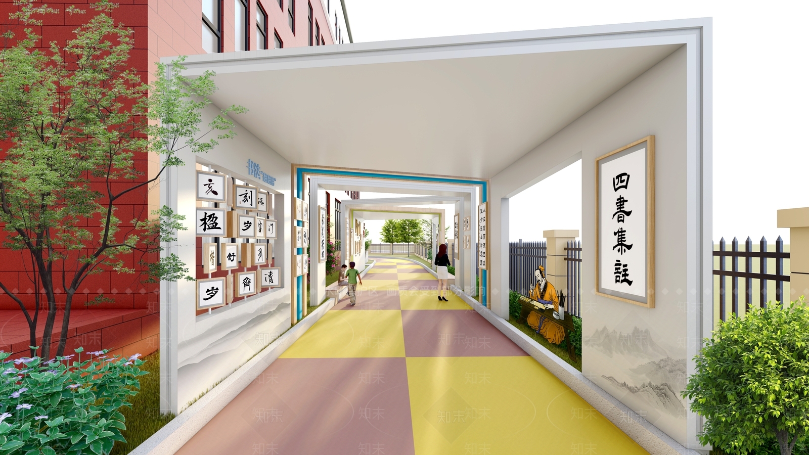 新中式简约廊架SU模型下载【ID:1200183138】