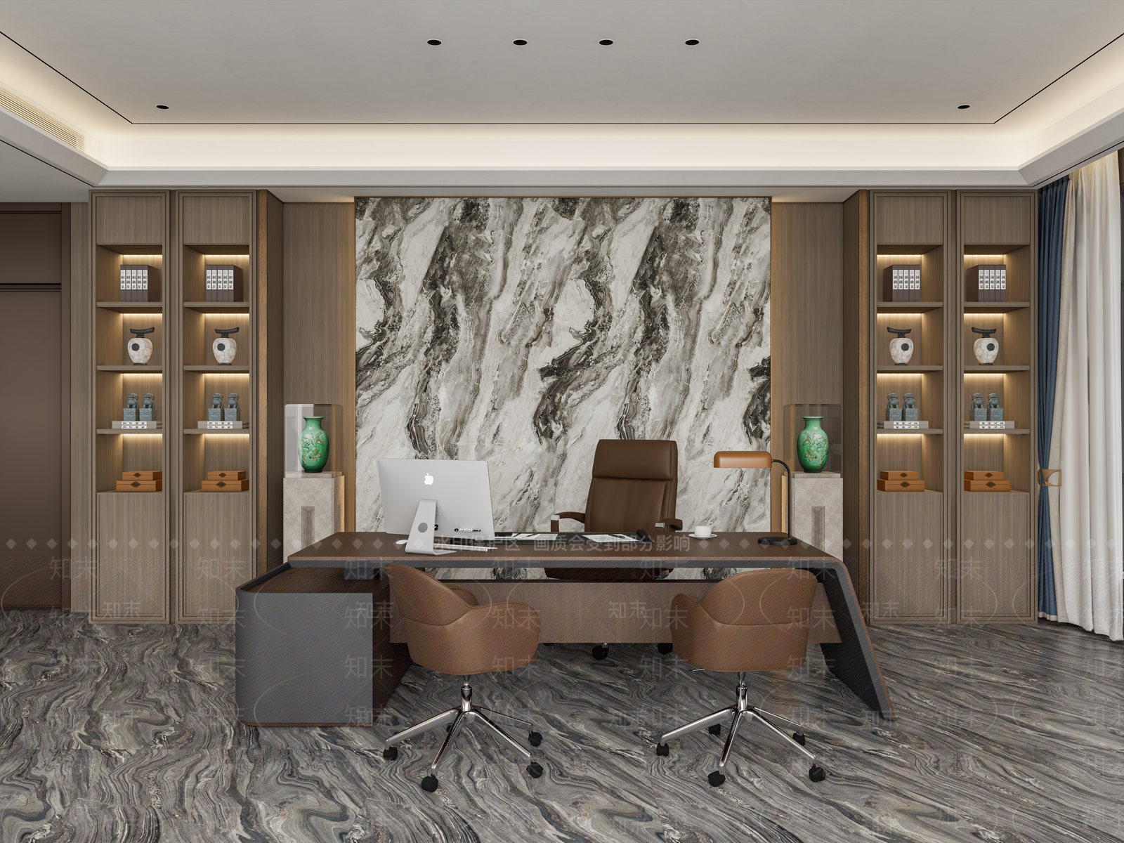 新中式中式经理办公室SU模型下载【ID:1200182215】