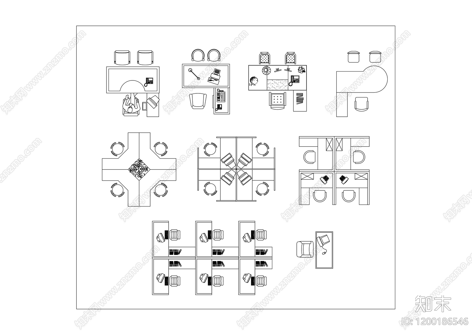 办公家具图库施工图下载【ID:1200186546】