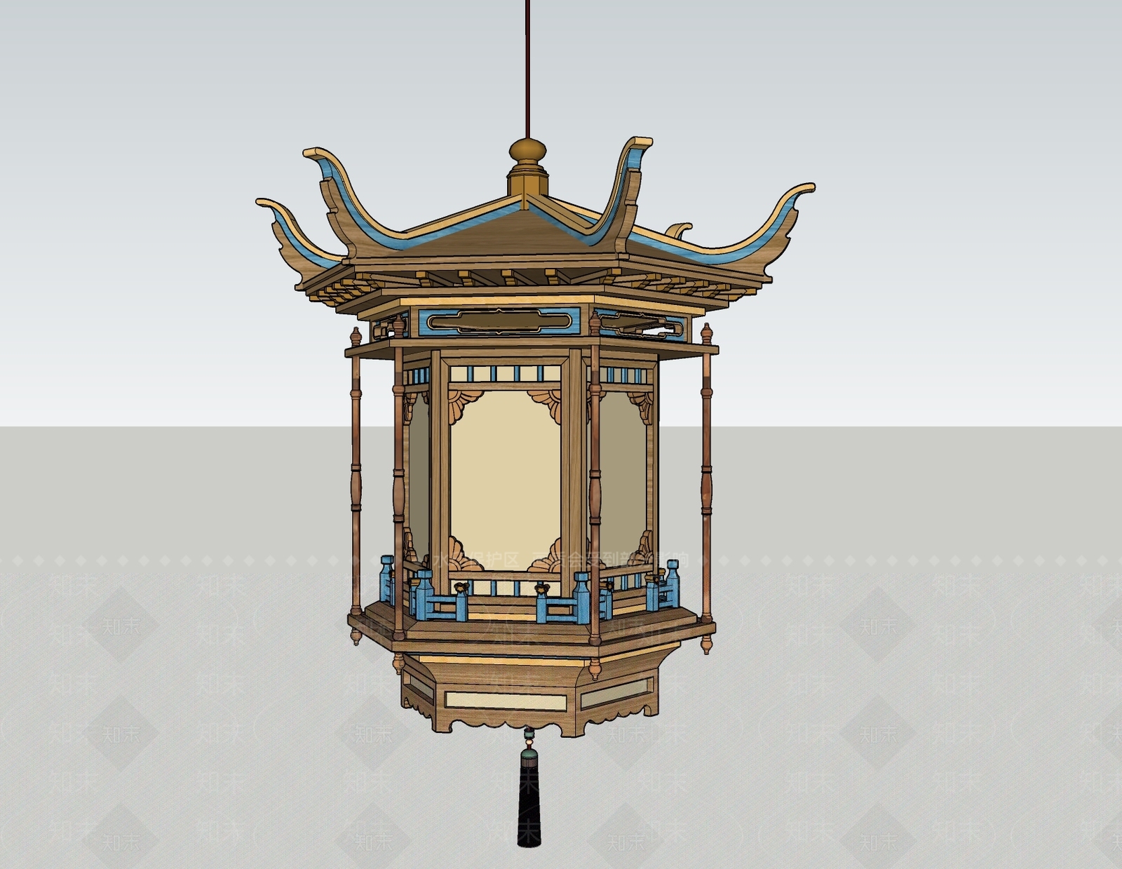 中式复古灯笼SU模型下载【ID:1200189726】