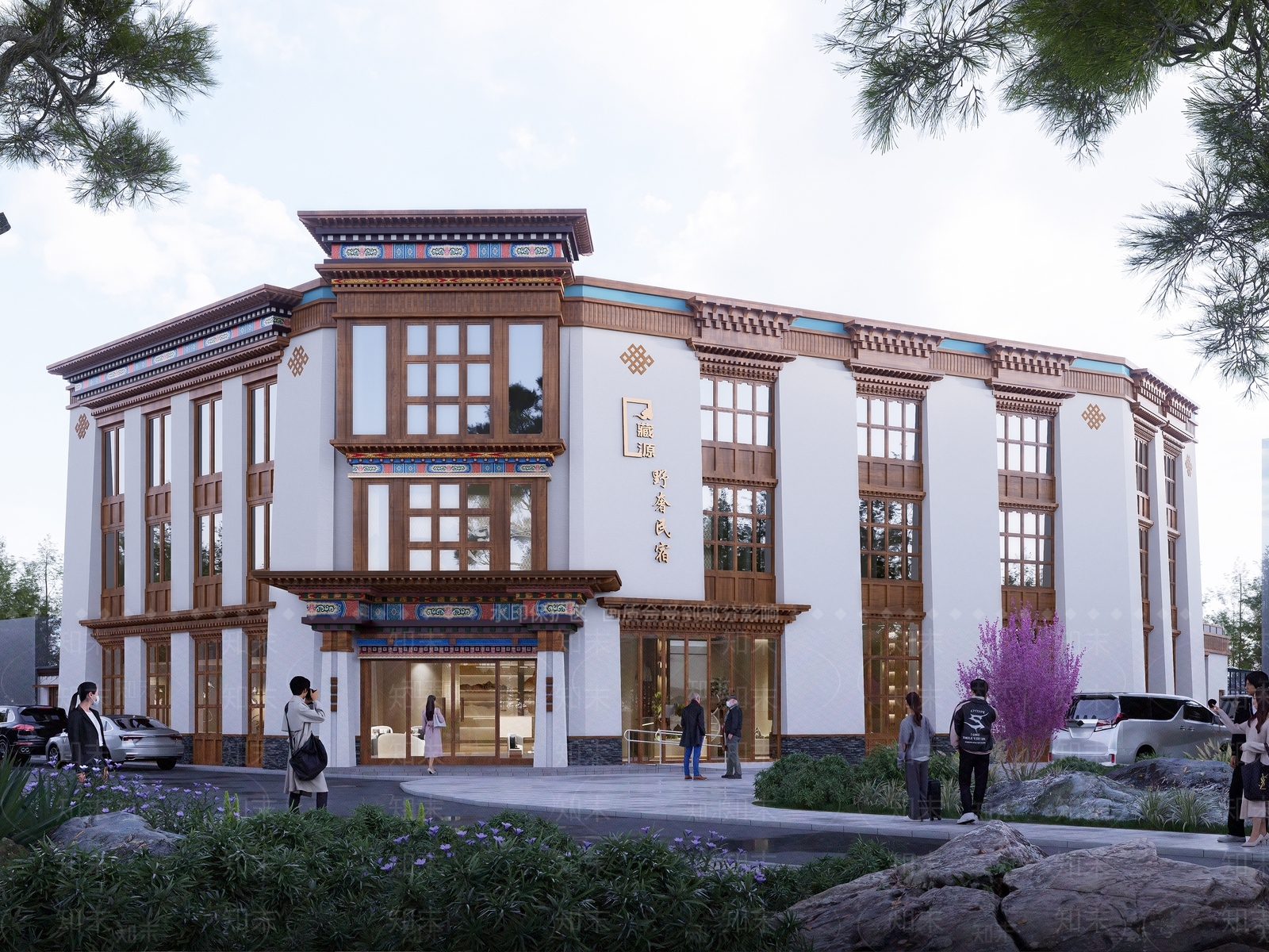 禅意新中式风格建筑SU模型下载【ID:1200313490】