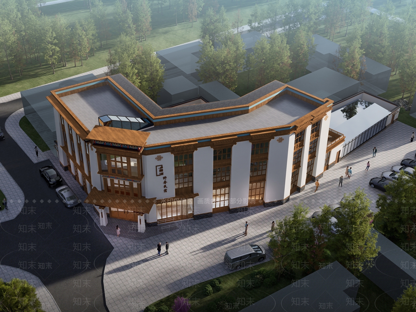 禅意新中式风格建筑SU模型下载【ID:1200313490】