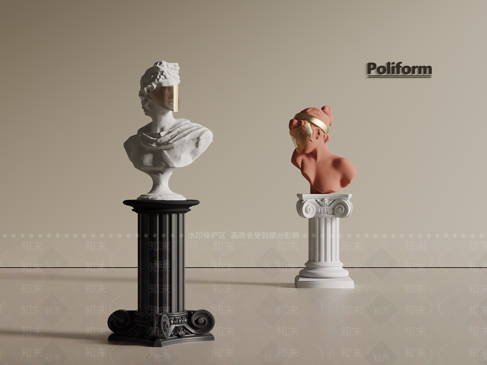 现代法式雕塑摆件3D模型下载【ID:1200195875】