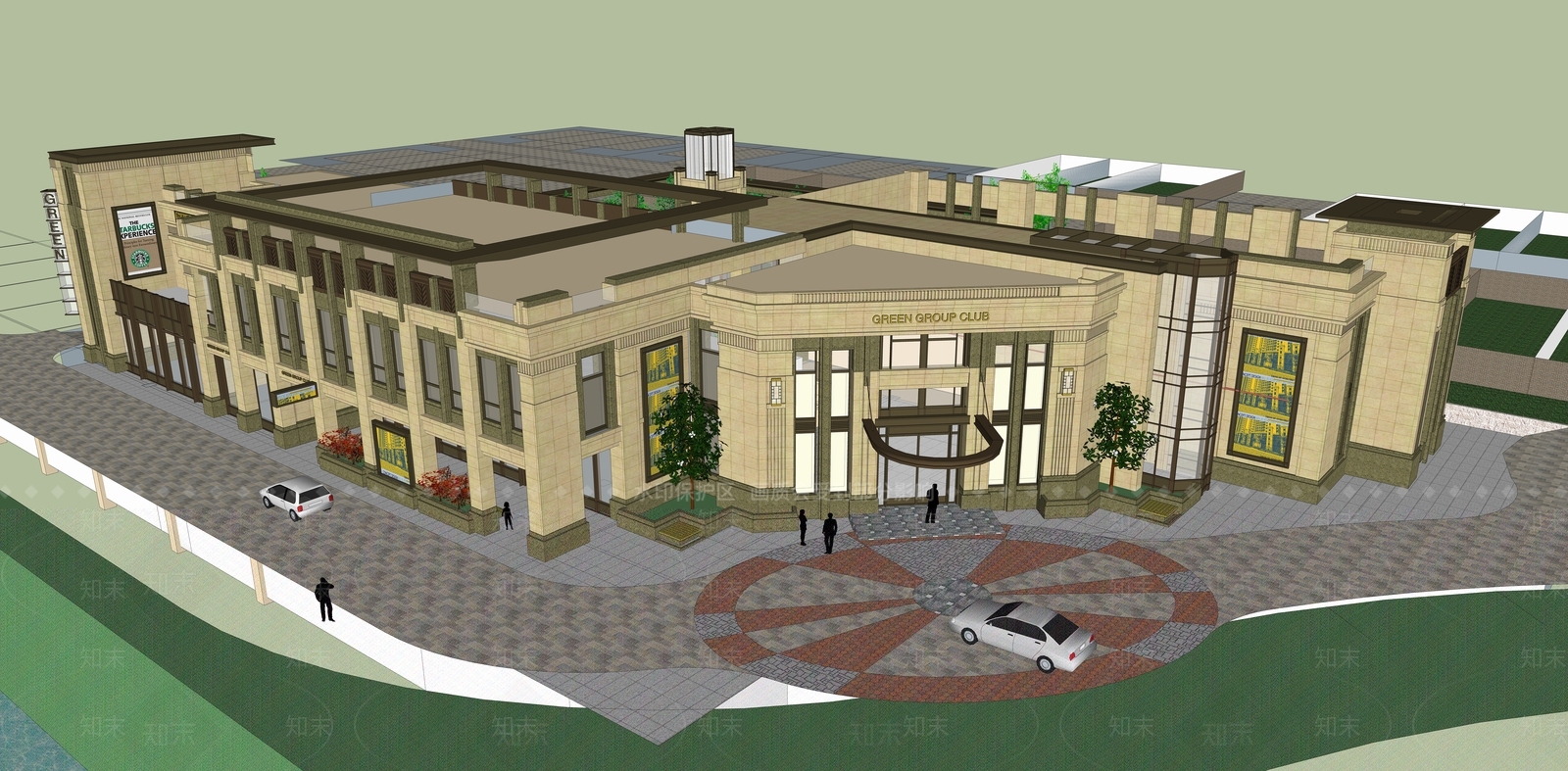 欧式售楼处建筑SU模型下载【ID:1200195896】