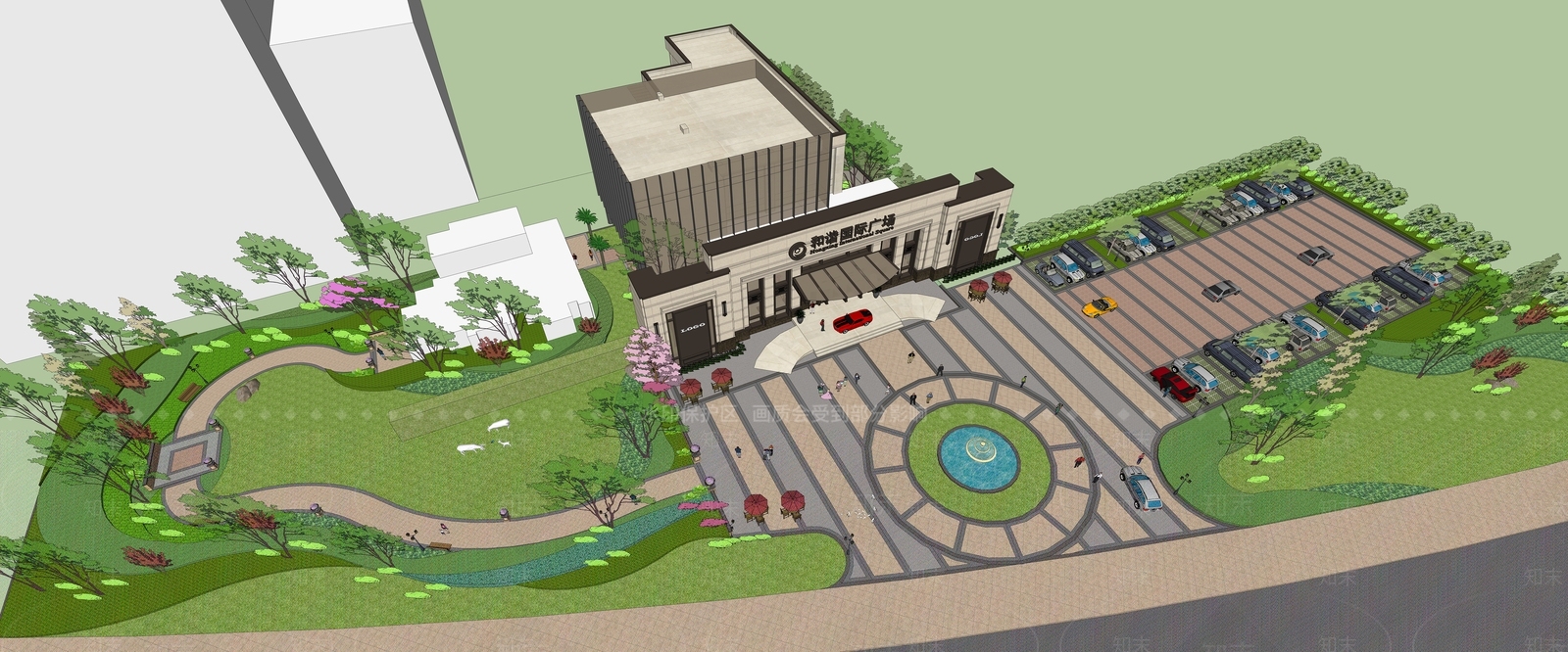 现代欧式售楼处建筑SU模型下载【ID:1200196220】