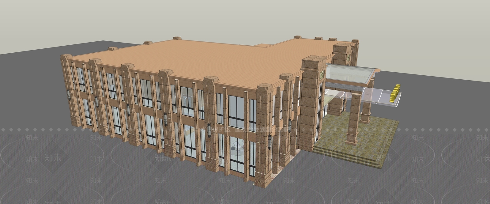 欧式售楼处建筑SU模型下载【ID:1200196219】