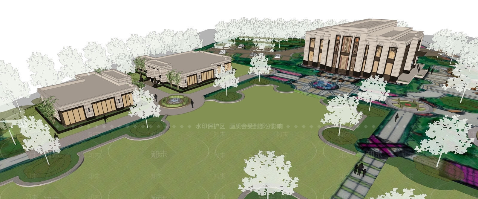 欧式售楼处建筑SU模型下载【ID:1200196584】