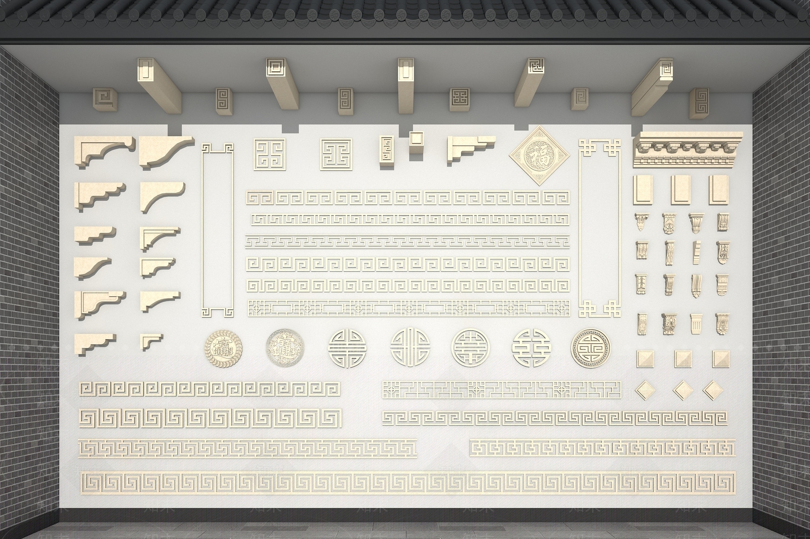 新中式中式其他局部构件3D模型下载【ID:1200196567】