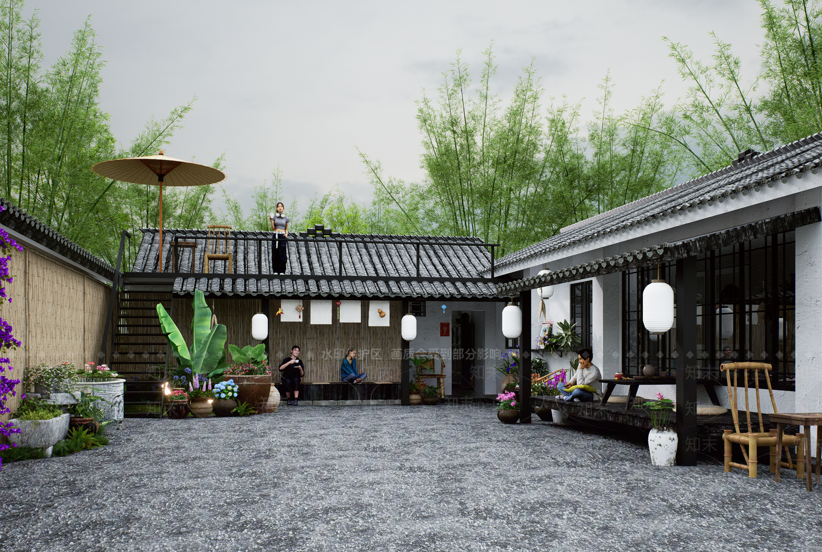 现代侘寂乡村庭院SU模型下载【ID:1200196961】