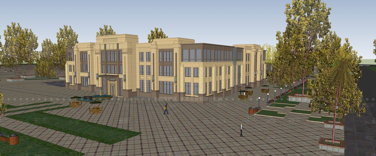 欧式售楼处建筑SU模型下载【ID:1200196871】