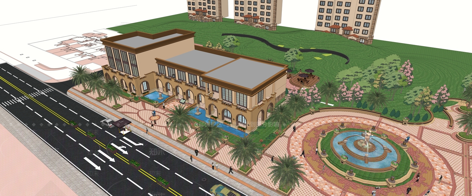 欧式售楼处建筑SU模型下载【ID:1200196815】