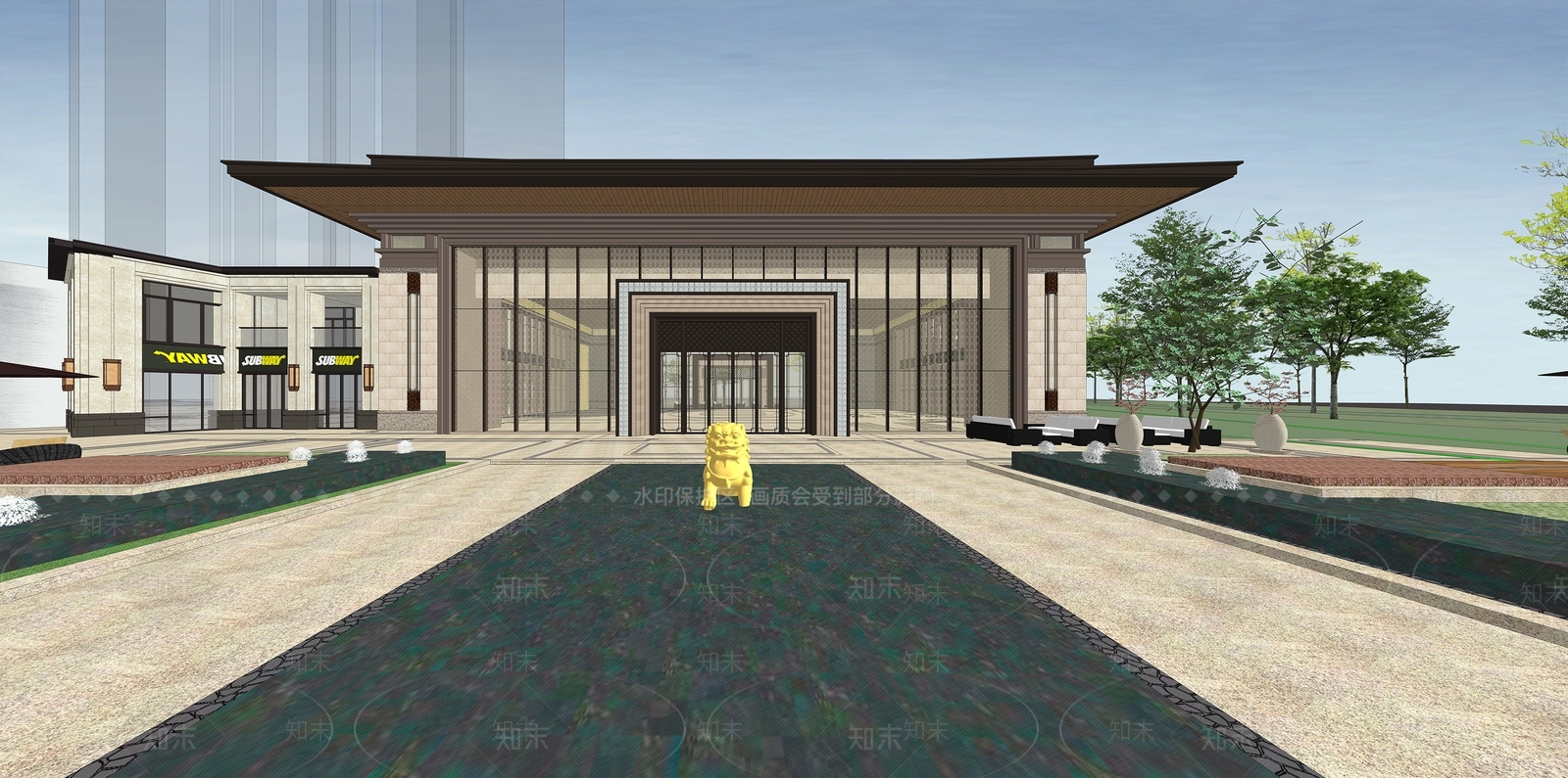 欧式售楼处建筑SU模型下载【ID:1200197031】