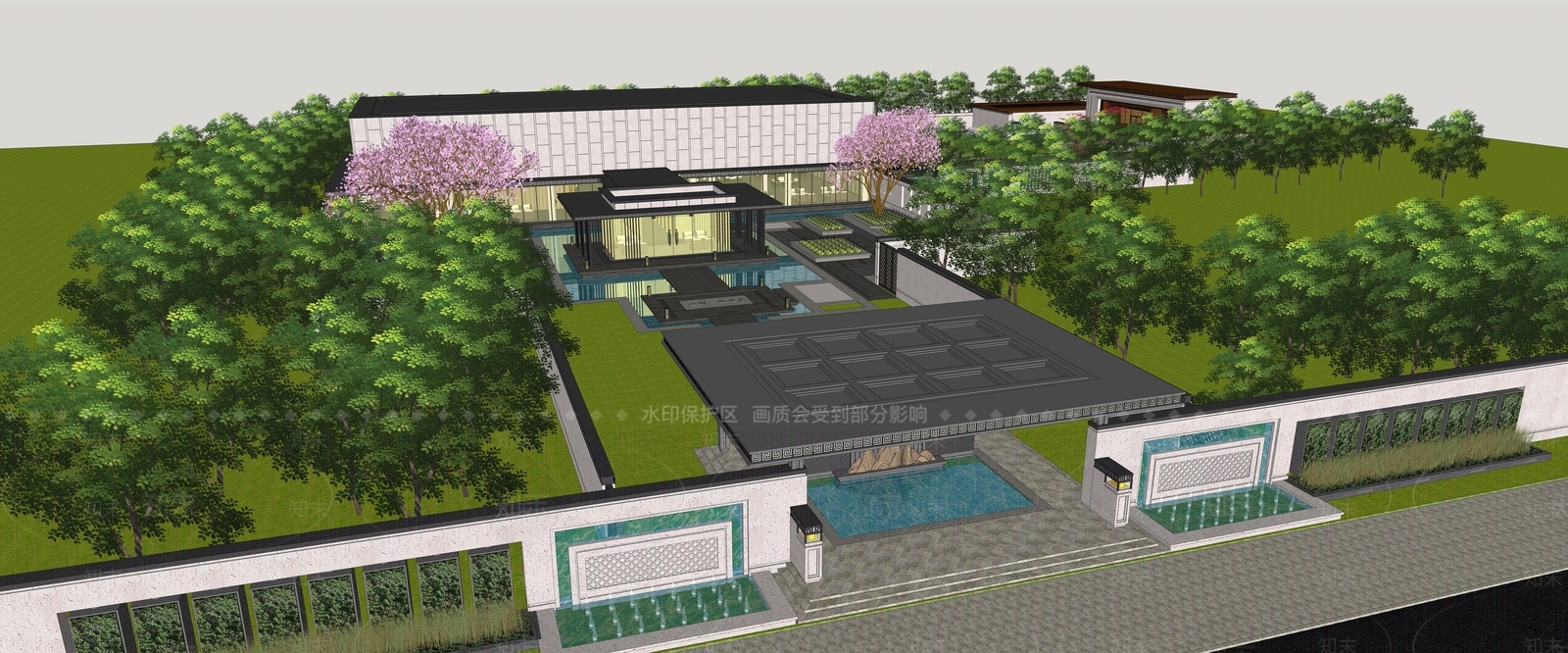 现代售楼处建筑SU模型下载【ID:1200197168】
