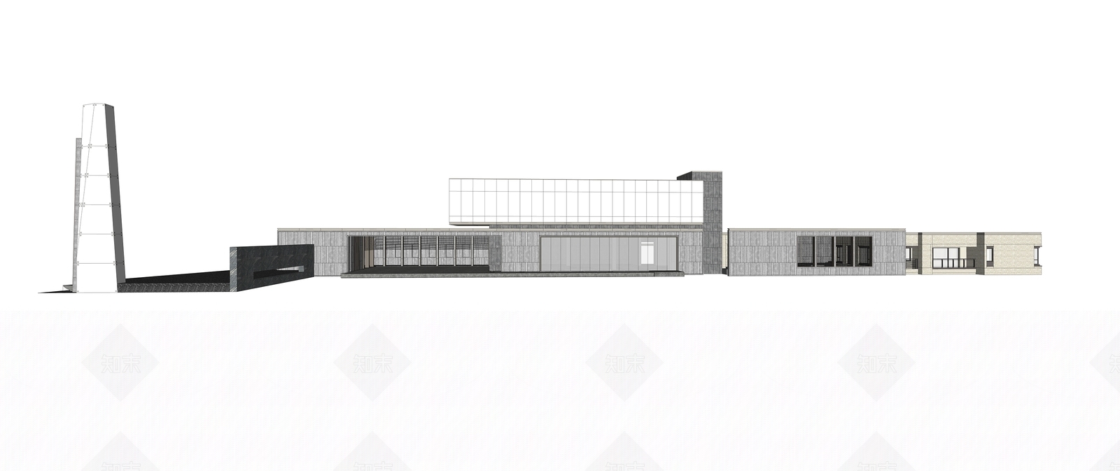 新中式售楼处建筑SU模型下载【ID:1200197346】