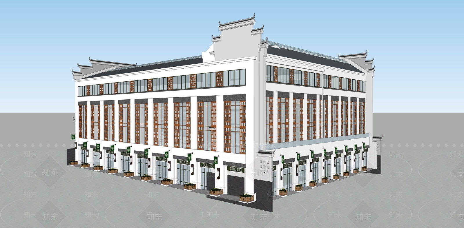 新中式其他商业建筑SU模型下载【ID:1200197760】