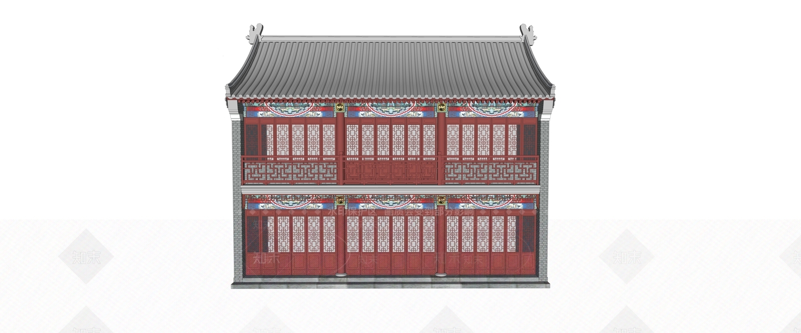 中式古建筑SU模型下载【ID:1200198747】