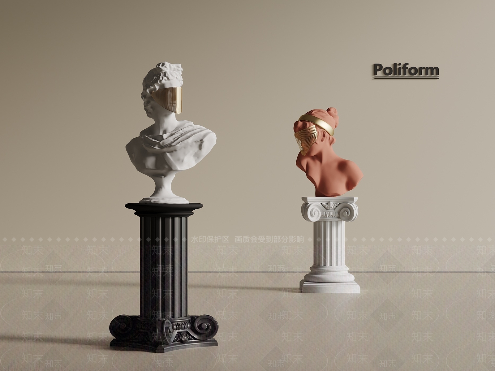 法式欧式雕塑摆件SU模型下载【ID:1200199825】