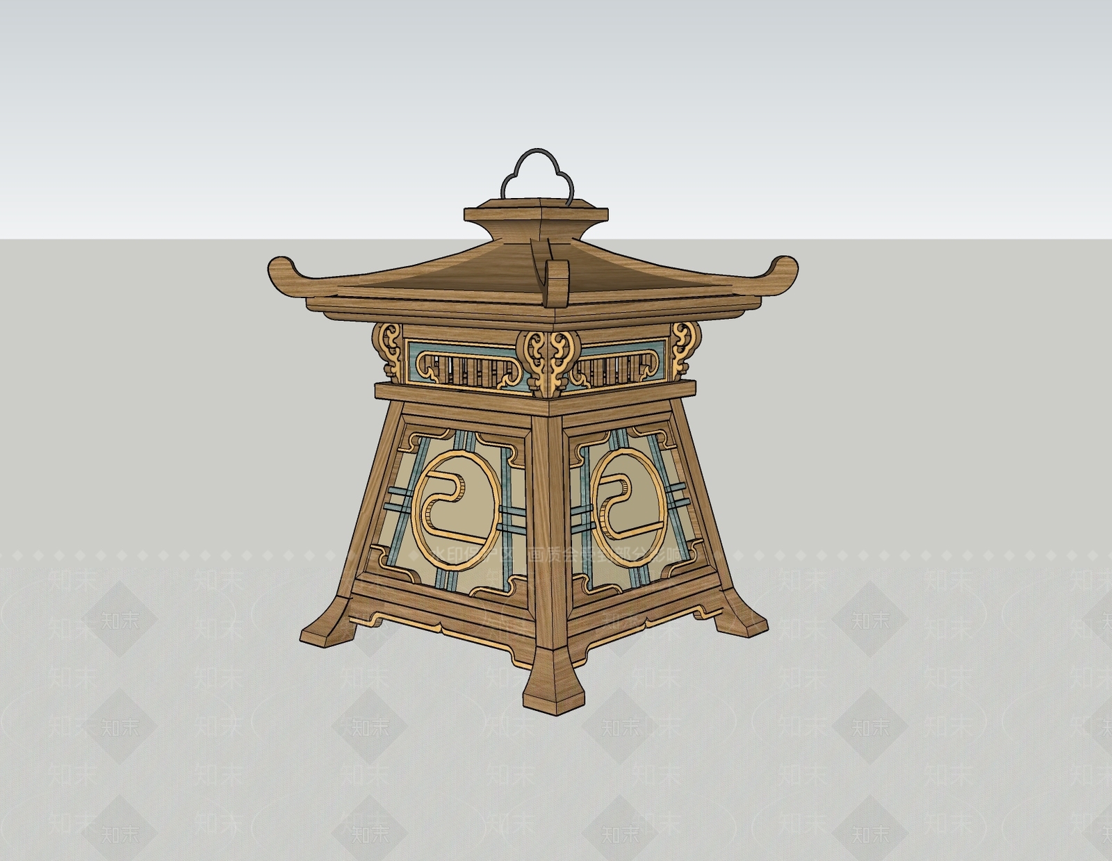 中式复古灯笼SU模型下载【ID:1200208404】