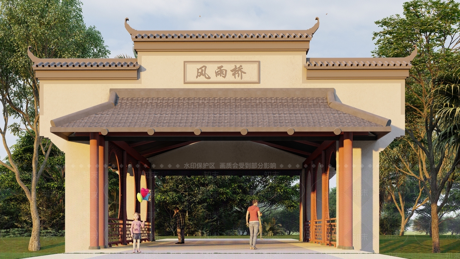 新中式中式景观桥SU模型下载【ID:1200208967】