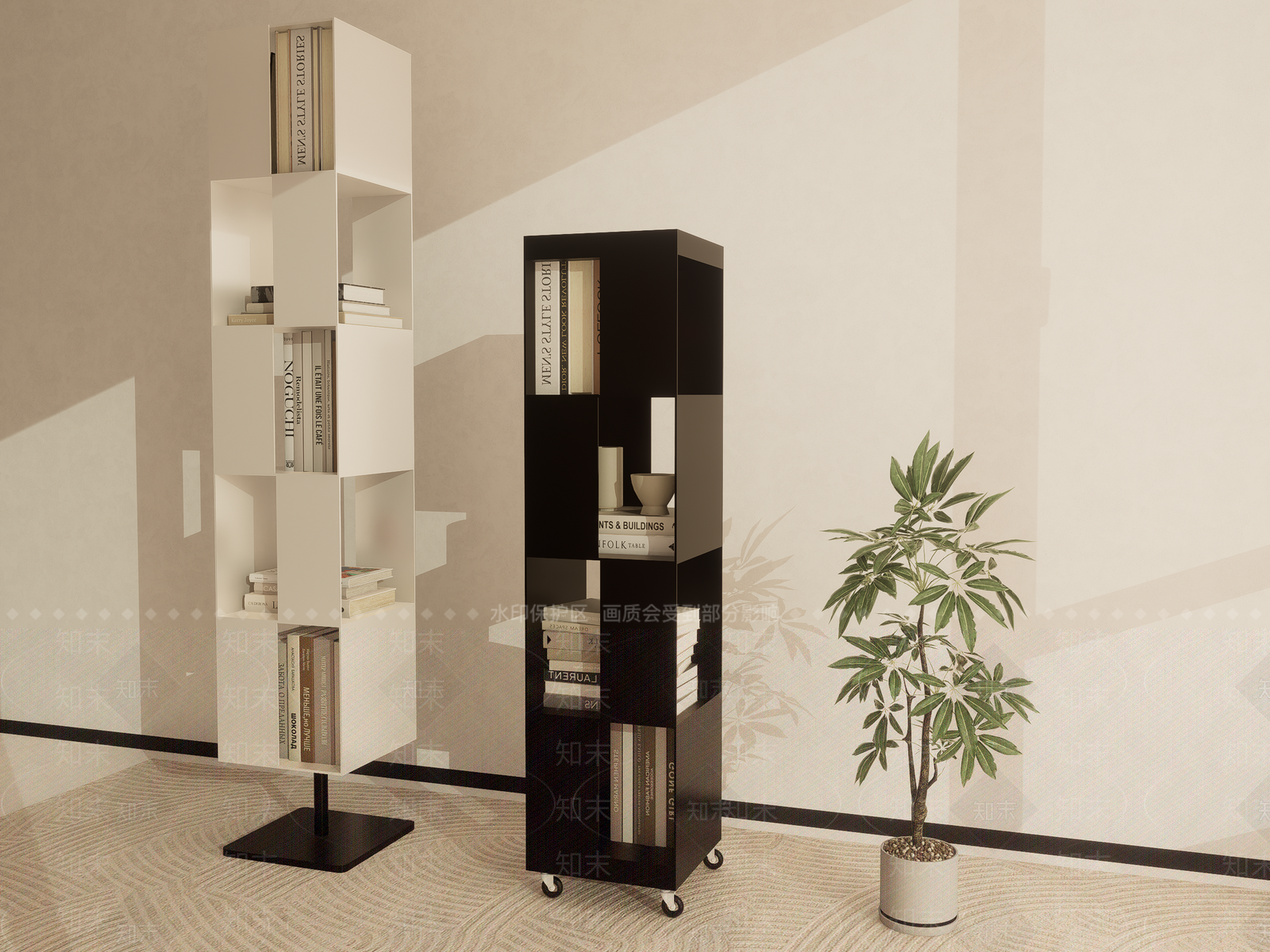 现代极简书架SU模型下载【ID:1200210395】