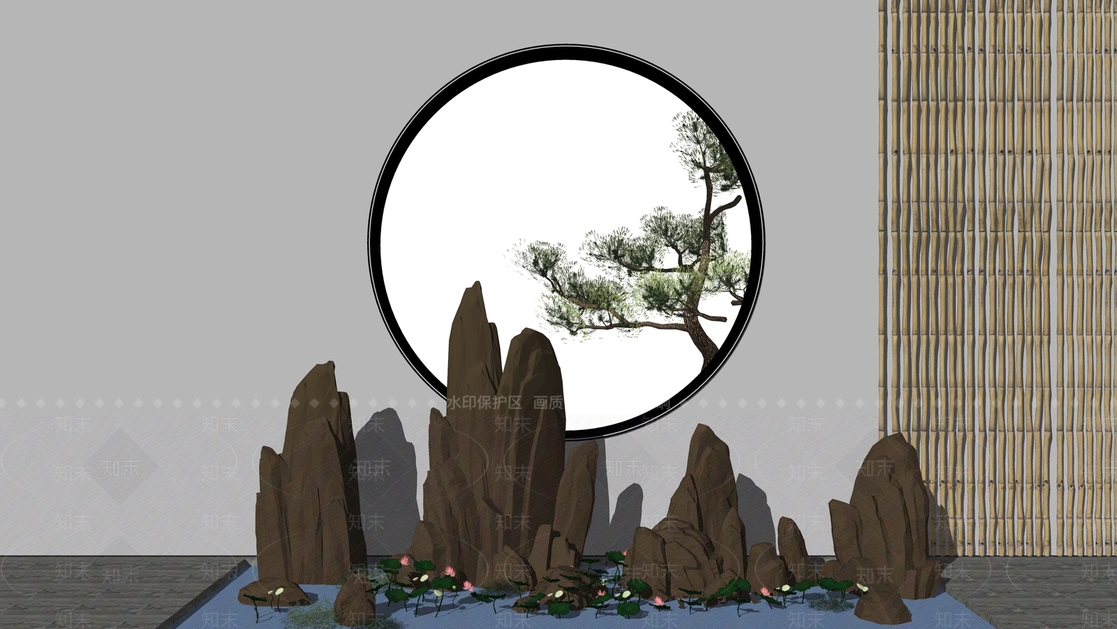 现代新中式其他景观小品SU模型下载【ID:1200213293】