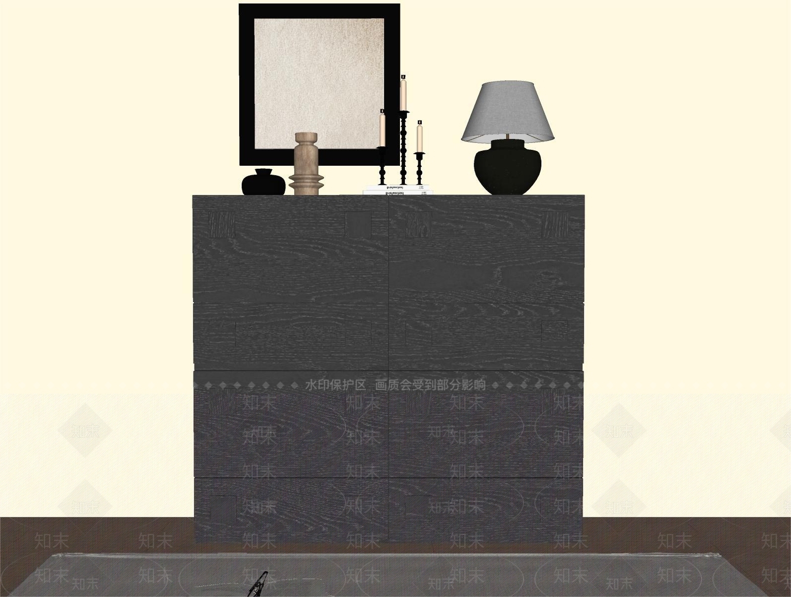 现代中古玄关柜SU模型下载【ID:1200213806】