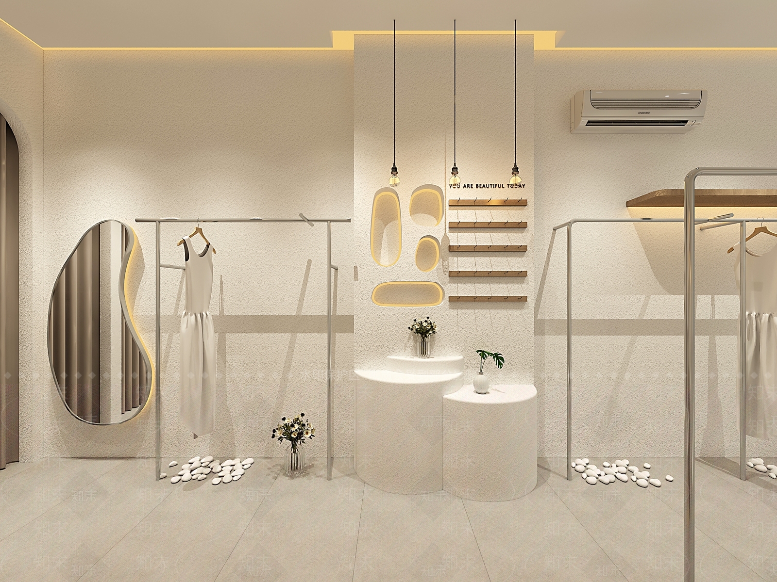 现代奶油服装店3D模型下载【ID:1200216298】