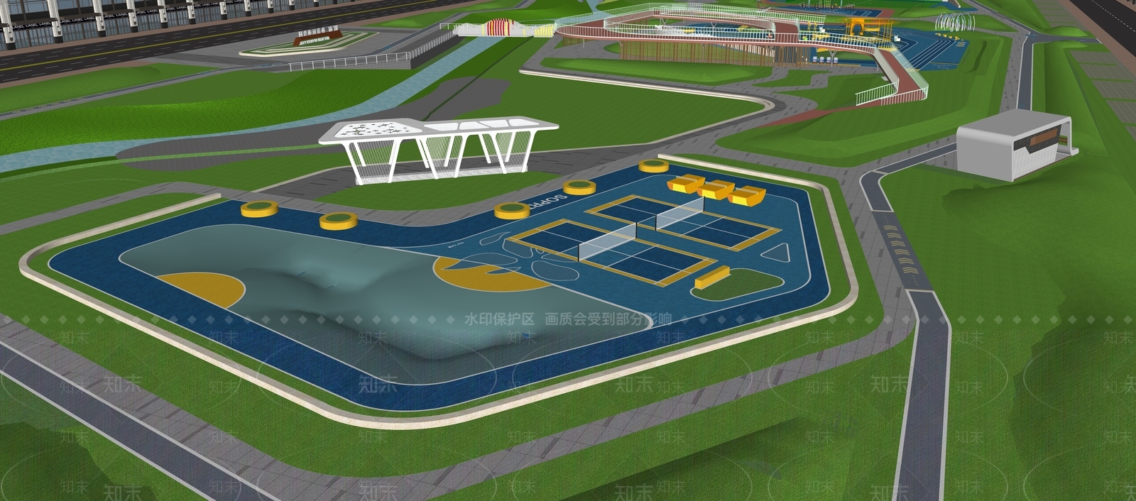 现代体育公园SU模型下载【ID:1200220168】