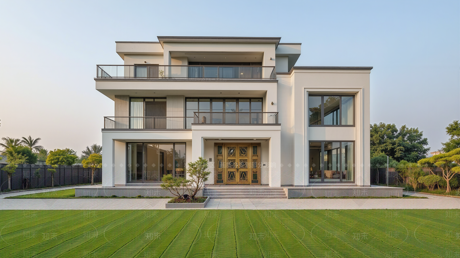 现代轻奢独栋别墅SU模型下载【ID:1200221788】