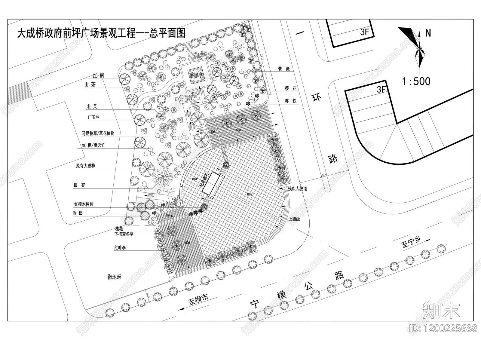 景观平面图cad施工图下载【ID:1200225688】