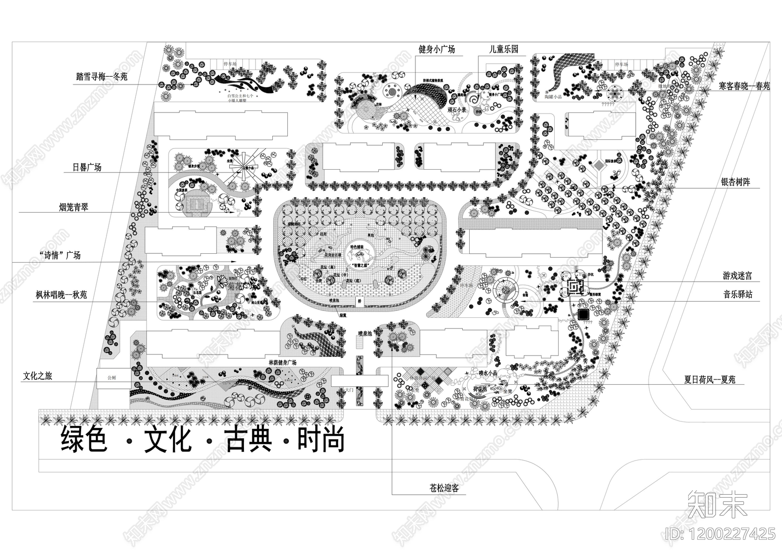 景观平面图cad施工图下载【ID:1200227425】