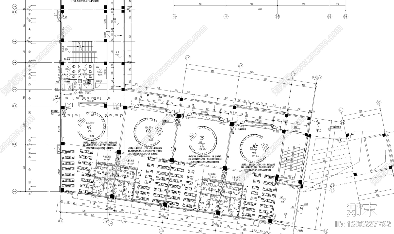 现代幼儿园建筑cad施工图下载【ID:1200227782】