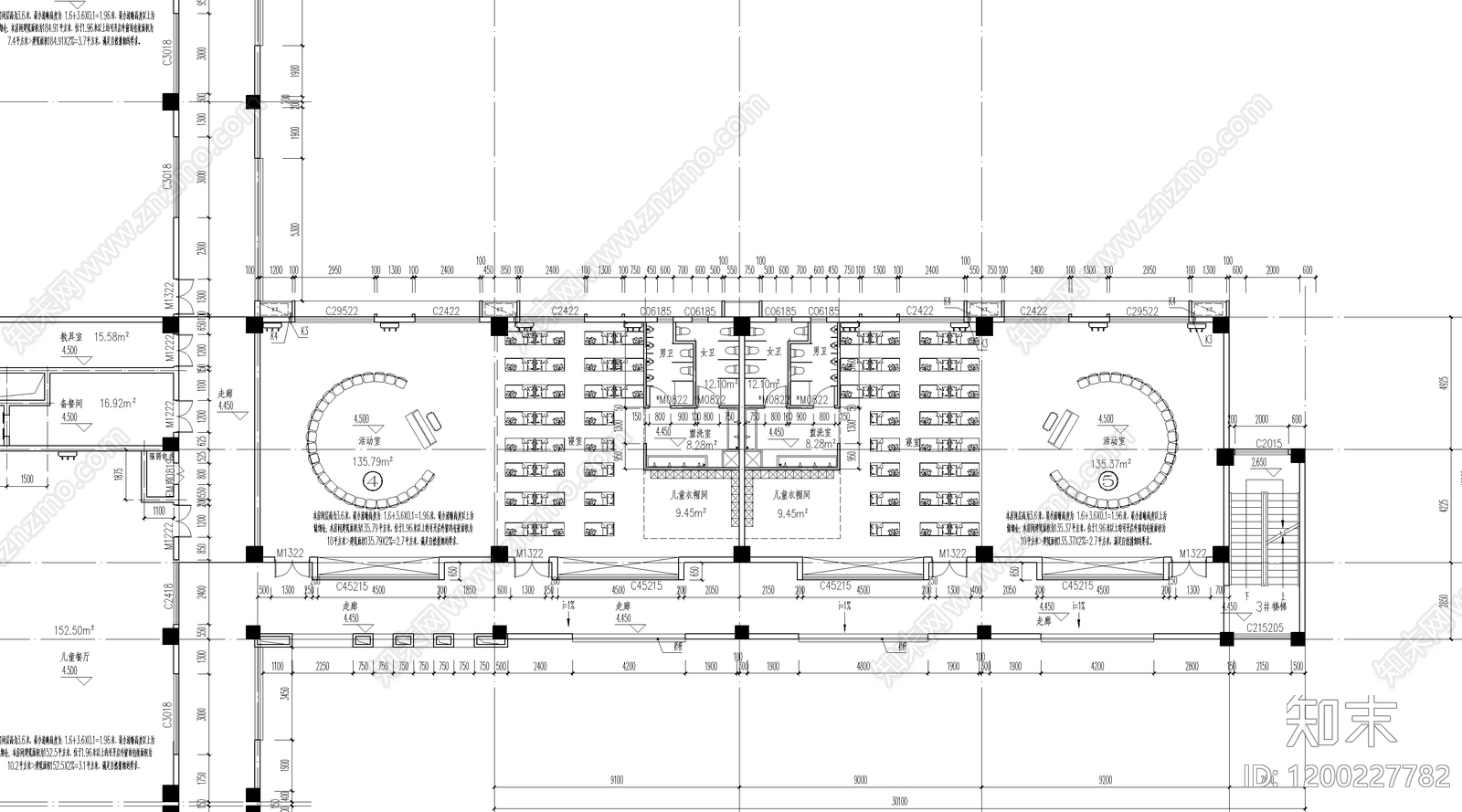 现代幼儿园建筑cad施工图下载【ID:1200227782】