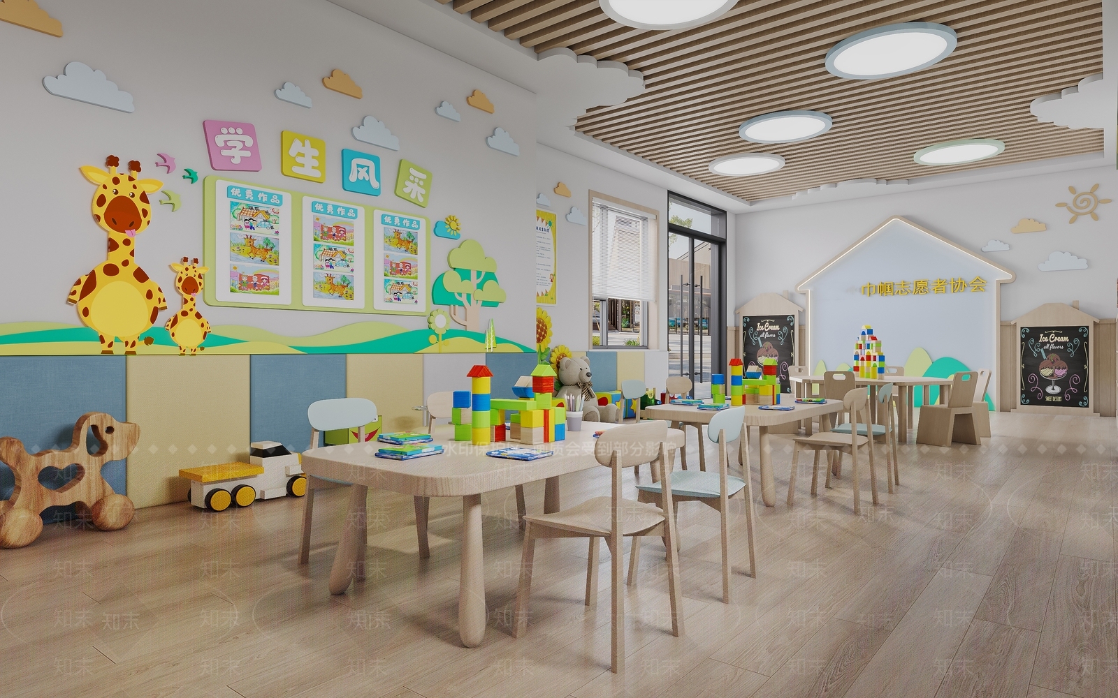 现代原木幼儿园3D模型下载【ID:1200230049】