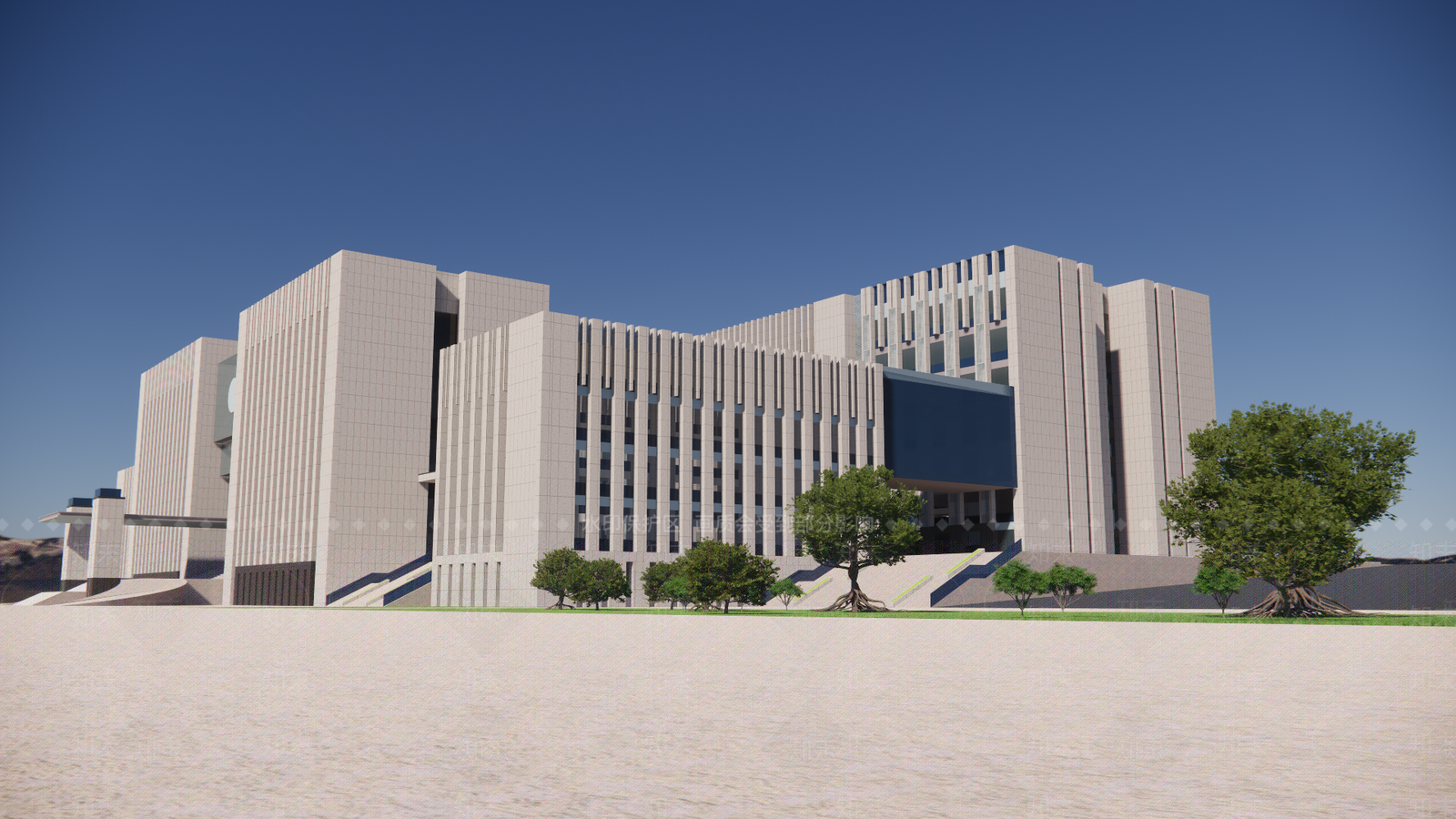 新中式中式学校建筑SU模型下载【ID:1200231181】