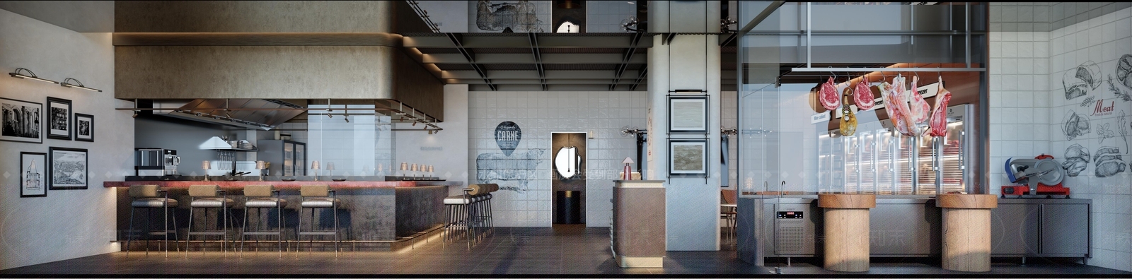 现代烤肉店3D模型下载【ID:1200236936】