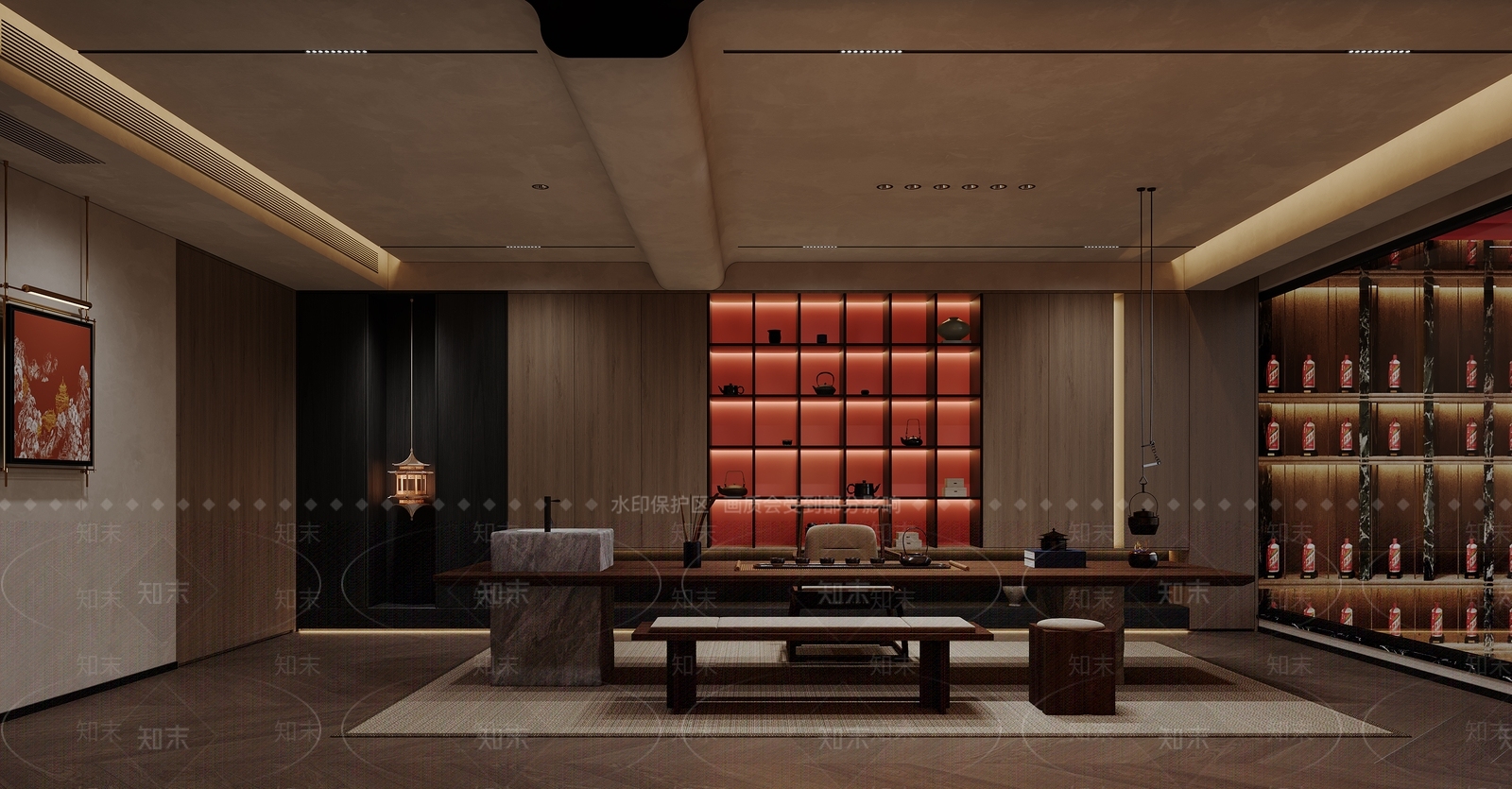 新中式茶室3D模型下载【ID:1200238537】