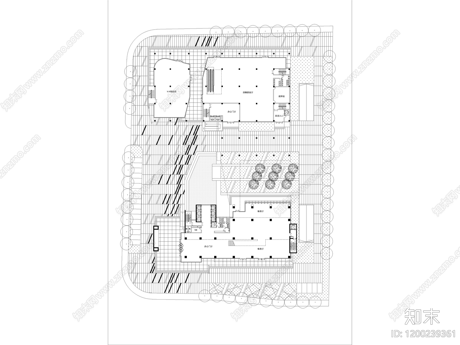 现代轻奢办公楼建筑cad施工图下载【ID:1200239361】