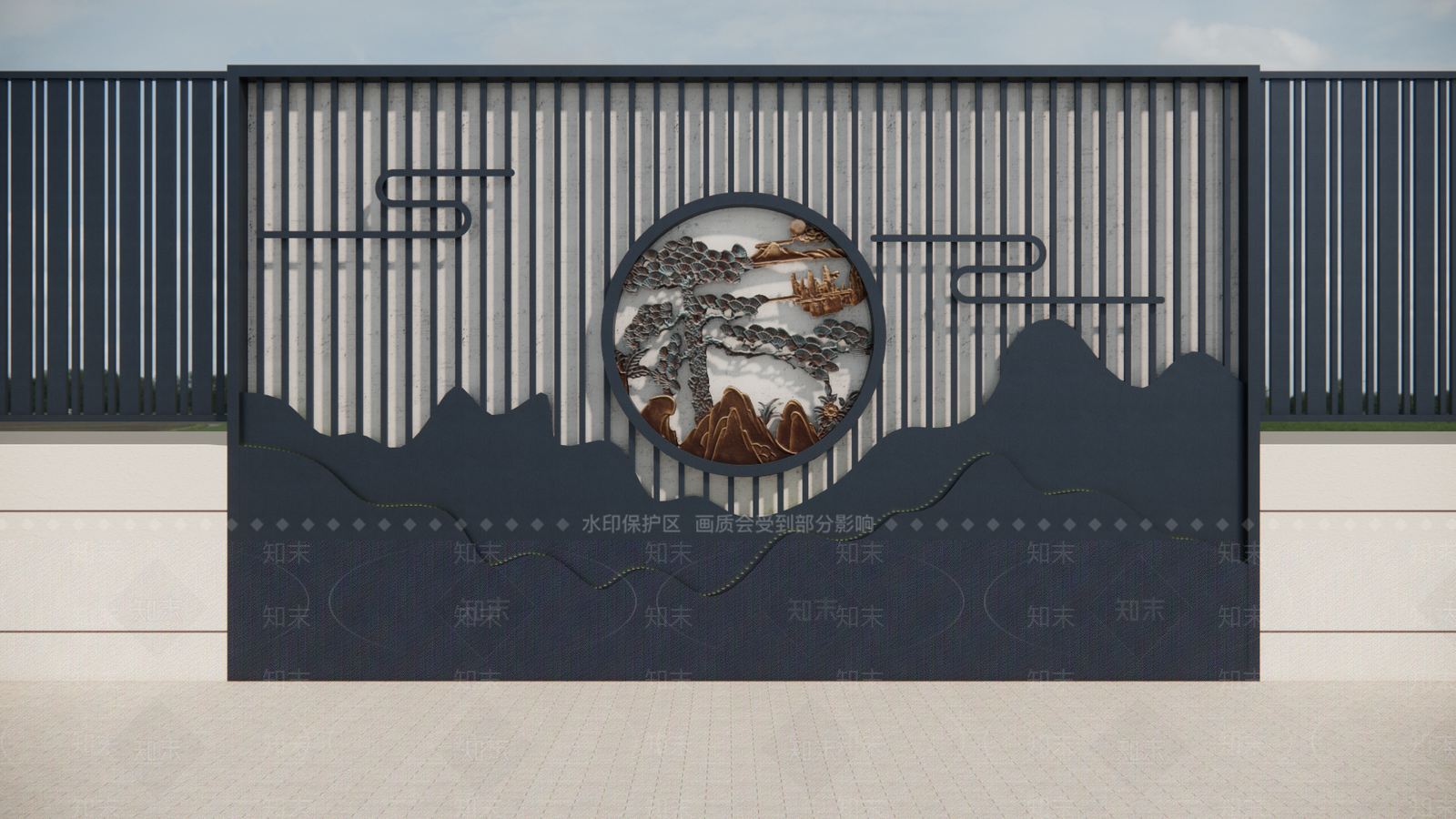 现代新中式屏风SU模型下载【ID:1200246284】