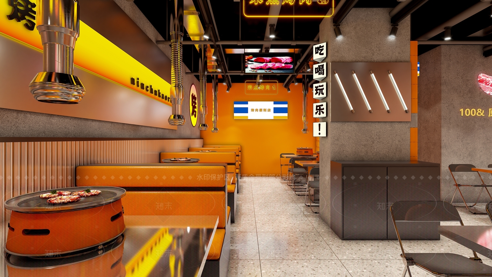 现代工业烧烤店3D模型下载【ID:1200248839】
