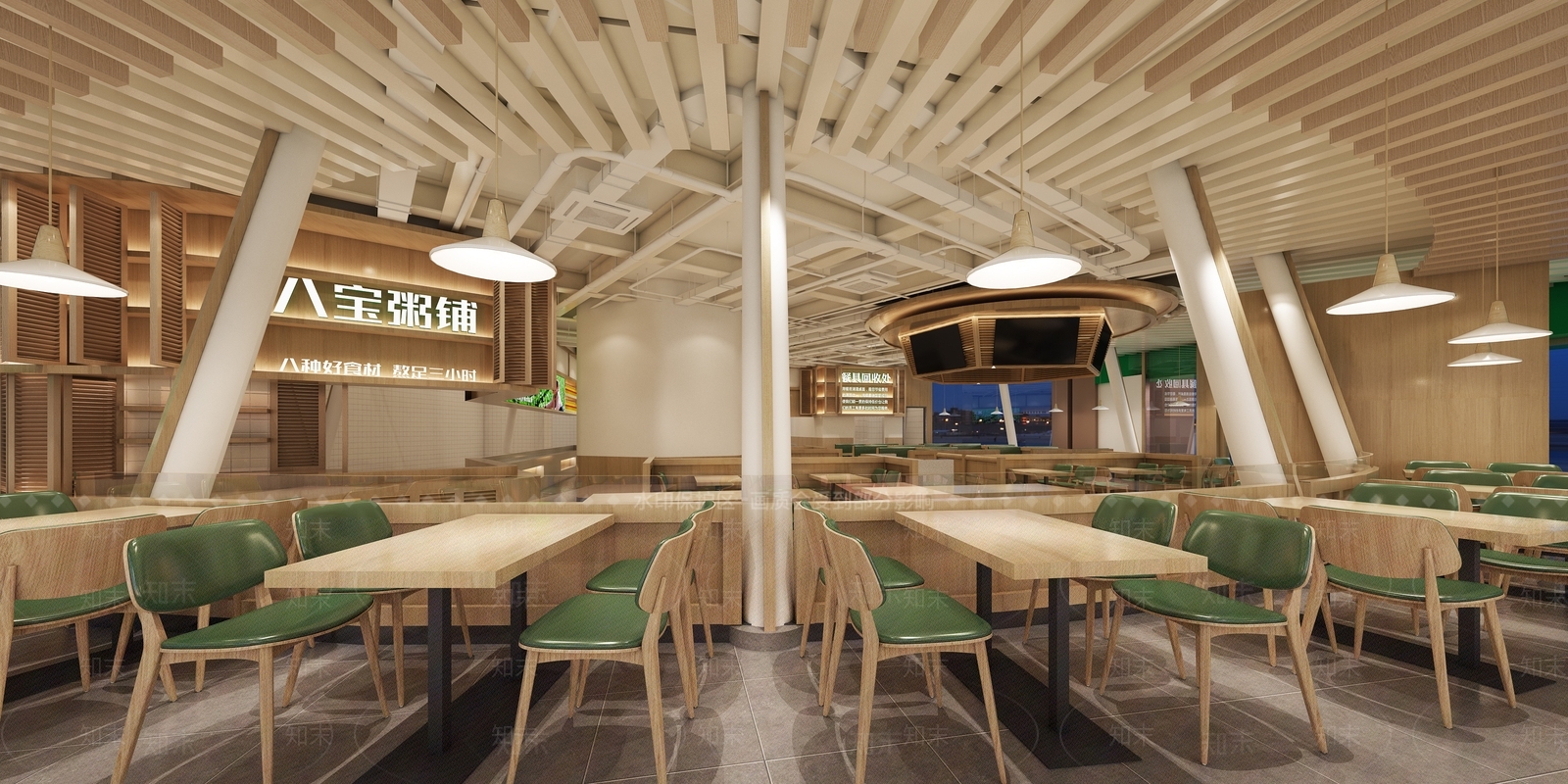 现代新中式快餐店SU模型下载【ID:1200250790】