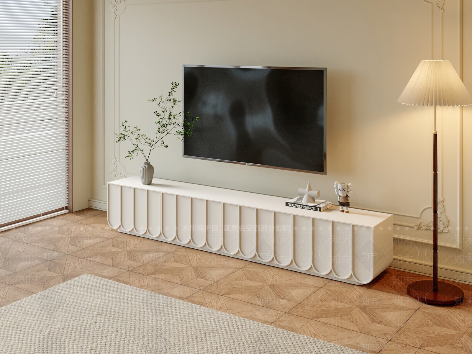 现代奶油电视柜3D模型下载【ID:1200250793】