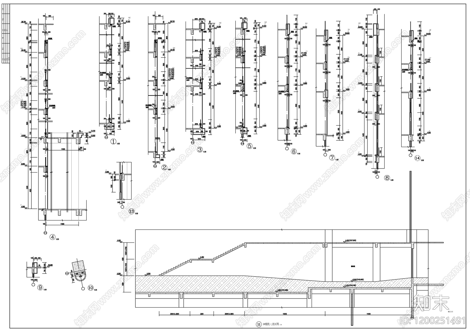 现代办公楼建筑cad施工图下载【ID:1200251491】