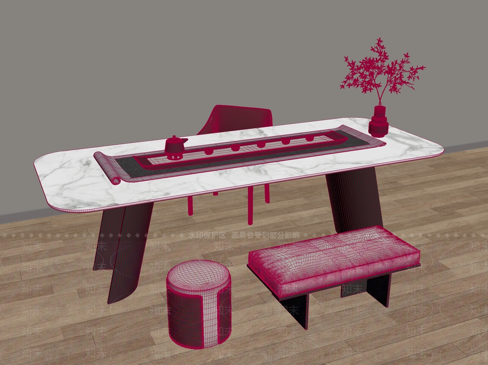 新中式中式茶桌椅3D模型下载【ID:1200253031】