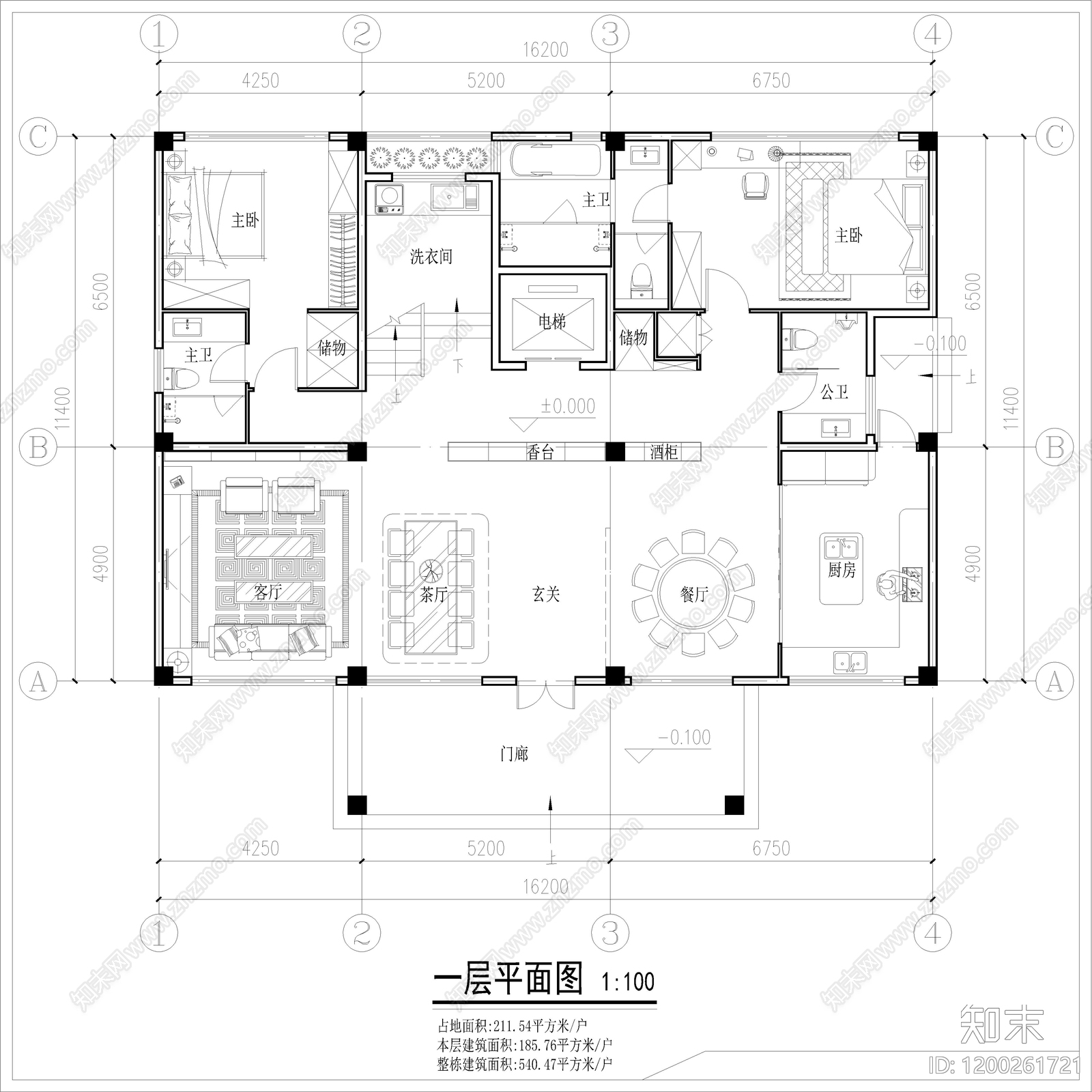 现代别墅建筑施工图下载【ID:1200261721】