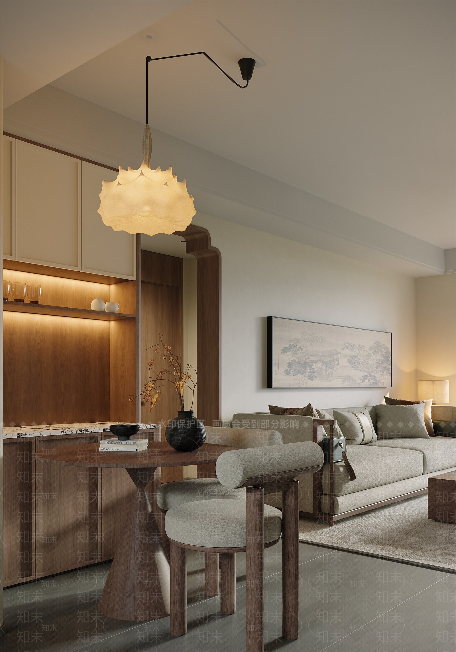 新中式日式家居客厅3D模型下载【ID:1200262132】