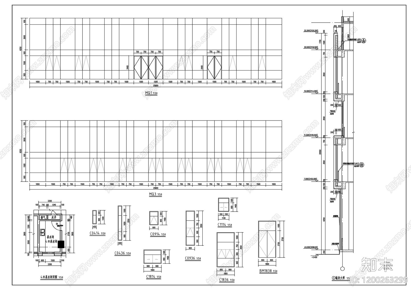 现代办公楼建筑cad施工图下载【ID:1200263299】