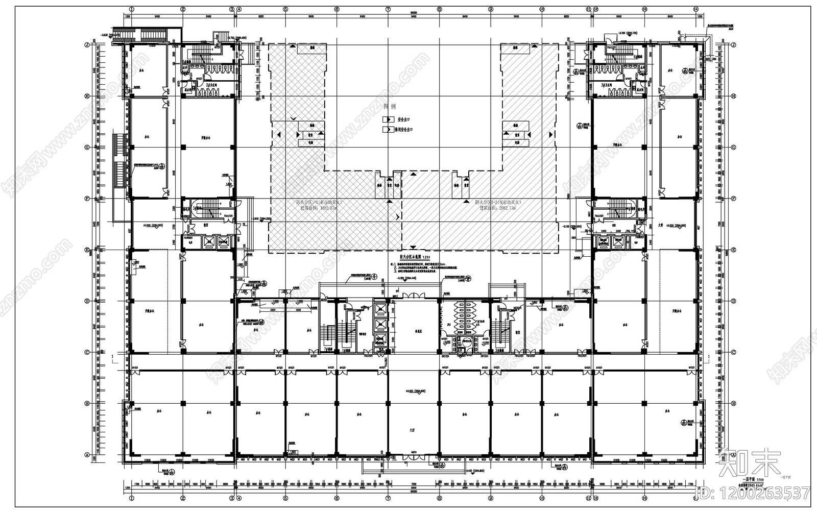 现代办公楼建筑施工图下载【ID:1200263537】